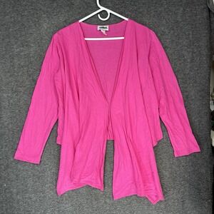 Vintage Metropolitan Open Front Cardigan Hot Pink Cotton Draped Size M Barbie
